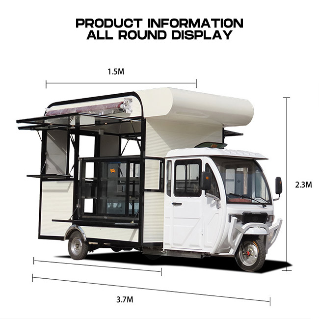 FT027-Hot Selling Street Legal Food Cart Battery Electric Mobile Food Cart 3 Wheels Refrigerated Food Carts for Business