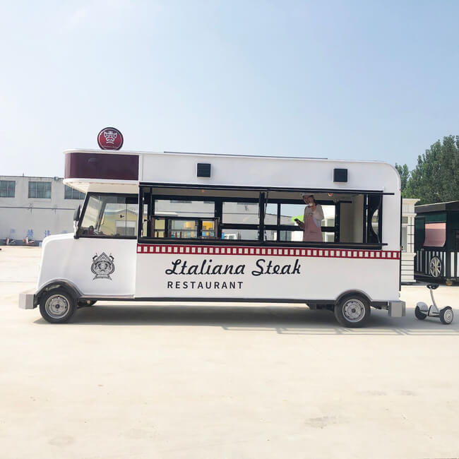 FT030-Multifunctional Electric Mobile Food Truck | 4-Wheel Snack BBQ Fried Skewers Vending Cart for Sale