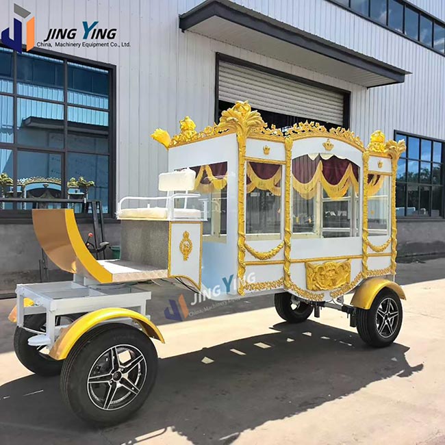 FH005-Best Seller Trailer Hearse Hearse Royal Style Funeral Carriage white and Gold Ornate Luxury Funeral Vehicle for Export
