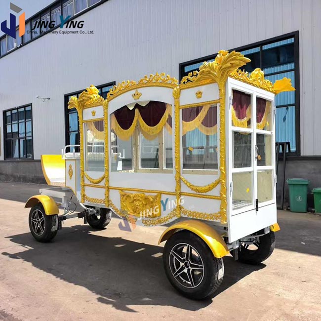 FH005-Best Seller Trailer Hearse Hearse Royal Style Funeral Carriage white and Gold Ornate Luxury Funeral Vehicle for Export
