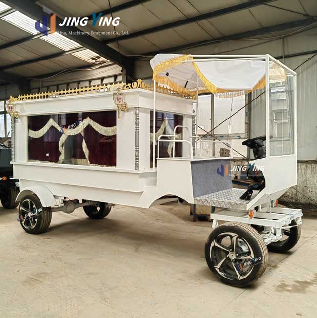 FH008-Customized Luxury Trailer Hearse Hearse Royal Style Funeral Carriage white Gold Ornate Burial Car for Funeral Services