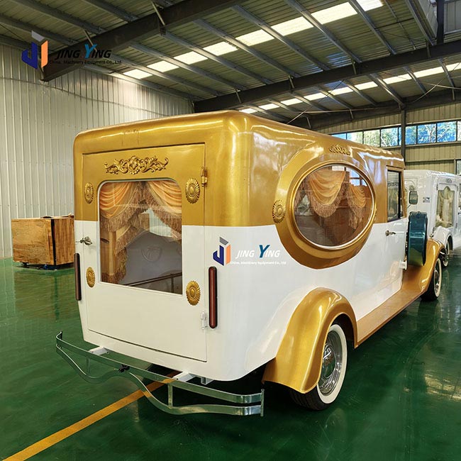 FH009-Top Grade Trailer Hearse Hearse Luxury Royal Funeral Carriage black and Gold Elegant Burial Vehicle Factory Direct Sale