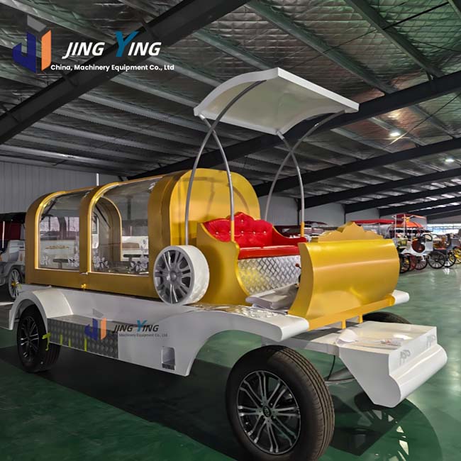 FH014-Traditional Royal Trailer Hearse Hearse white Funeral Carriage Luxury Gold Decor Burial Car for Professional Funerals