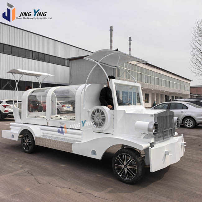 FH014-Traditional Royal Trailer Hearse Hearse white Funeral Carriage Luxury Gold Decor Burial Car for Professional Funerals