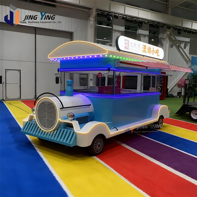 FT011-Electric food Cart Stainless Steel Mobile Kitchen Customizable Patty Grill Topping Station Logo Branding Electric Powered for Urban Use