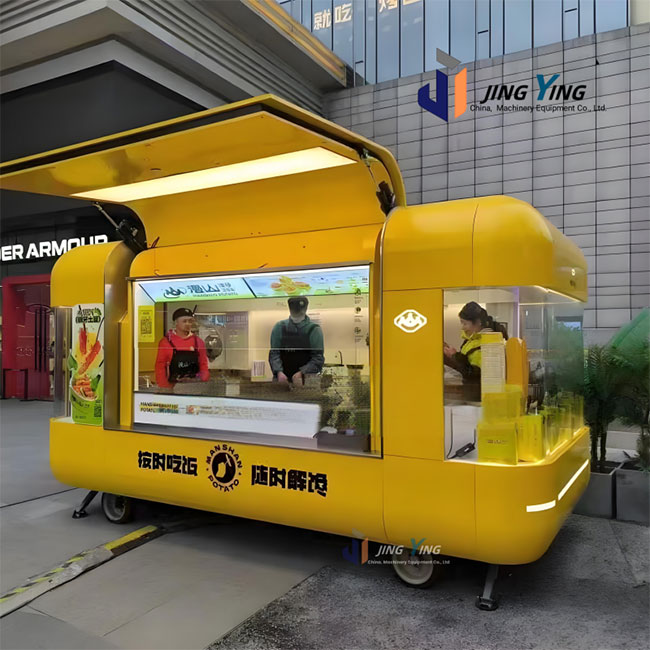 FT013-Modern Non-powered food trailer Food Truck Small Street for Coffee Ice Cream Hot Dog Snack Catering Concession Cart