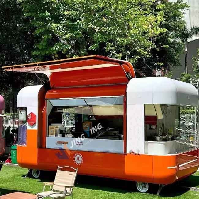 FT013-Modern Non-powered food trailer Food Truck Small Street for Coffee Ice Cream Hot Dog Snack Catering Concession Cart