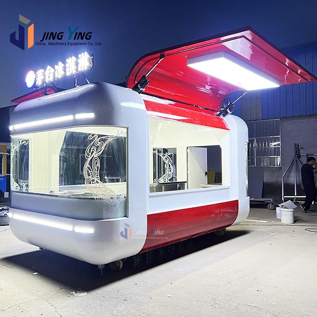 FT013-Modern Non-powered food trailer Food Truck Small Street for Coffee Ice Cream Hot Dog Snack Catering Concession Cart