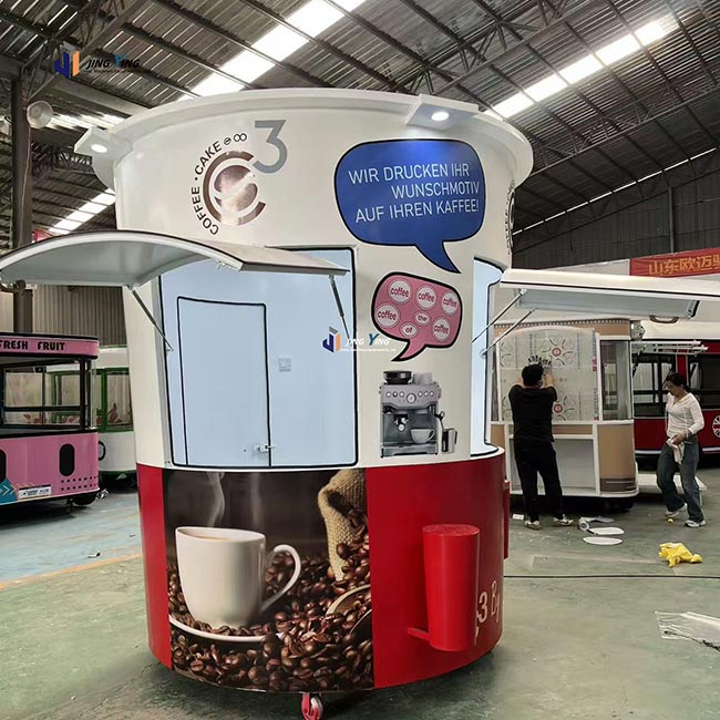 FT015-New Model cup Food Truck Fully Equipped Street Food Trailer for BBQ Coffee Pizza Taco Mobile Catering Cart